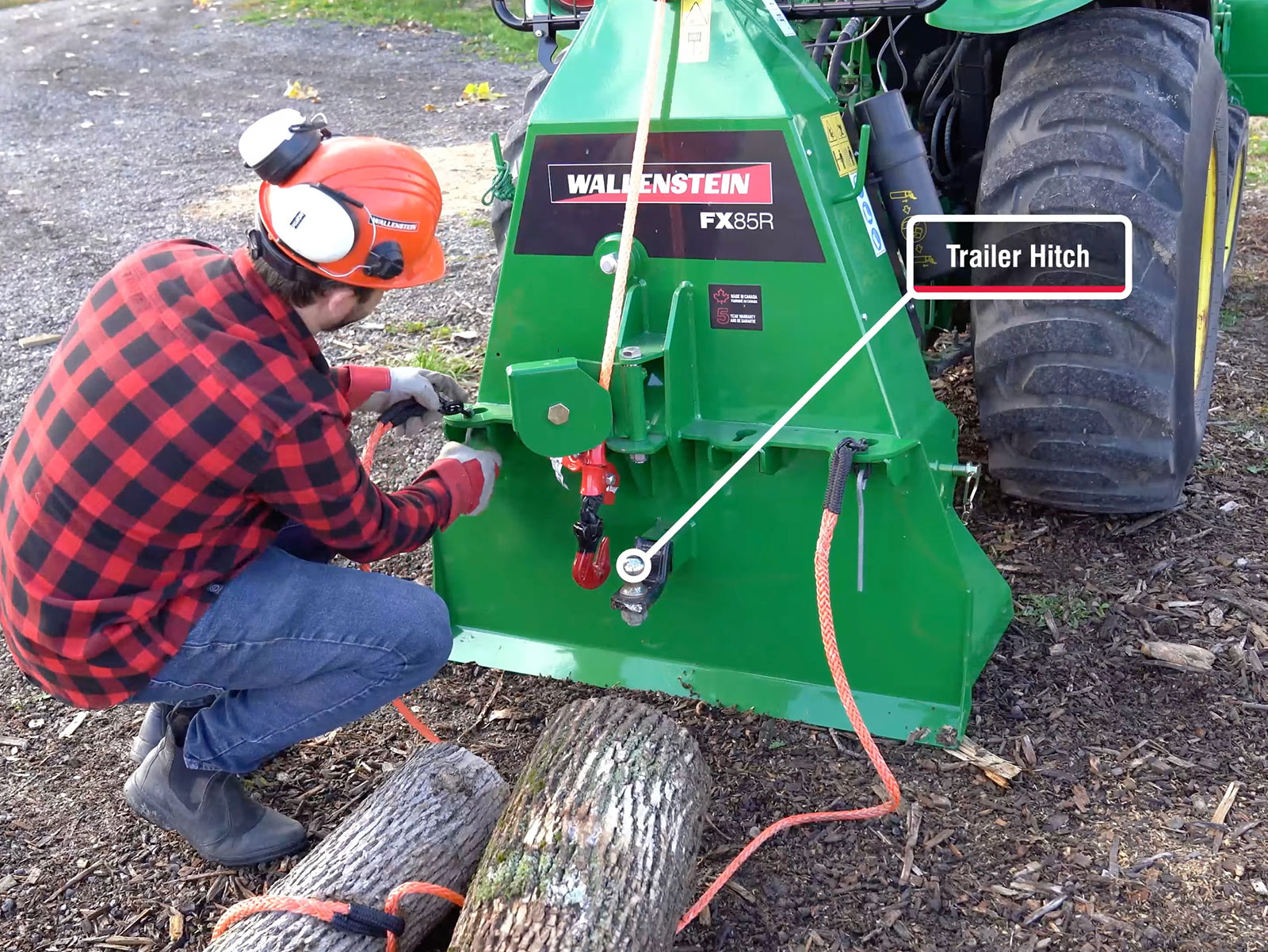 Trailer Hitch Receiver on Skidding Winch
